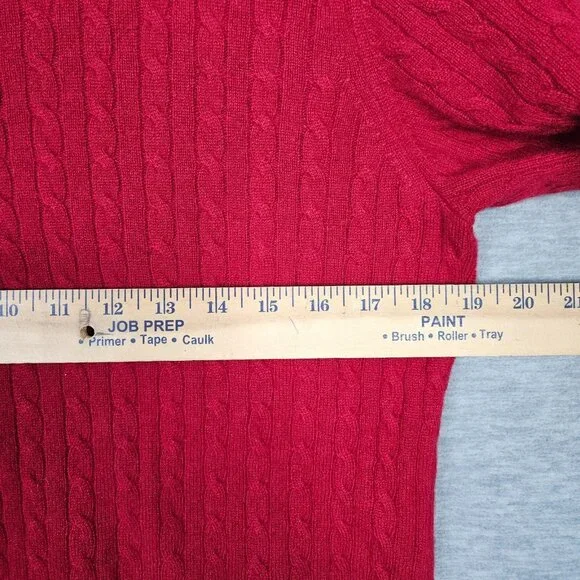 Charter Club Women’s Red Round Neck Short Sleeve Cashmere Sweater Sz S - Picture 3 of 6